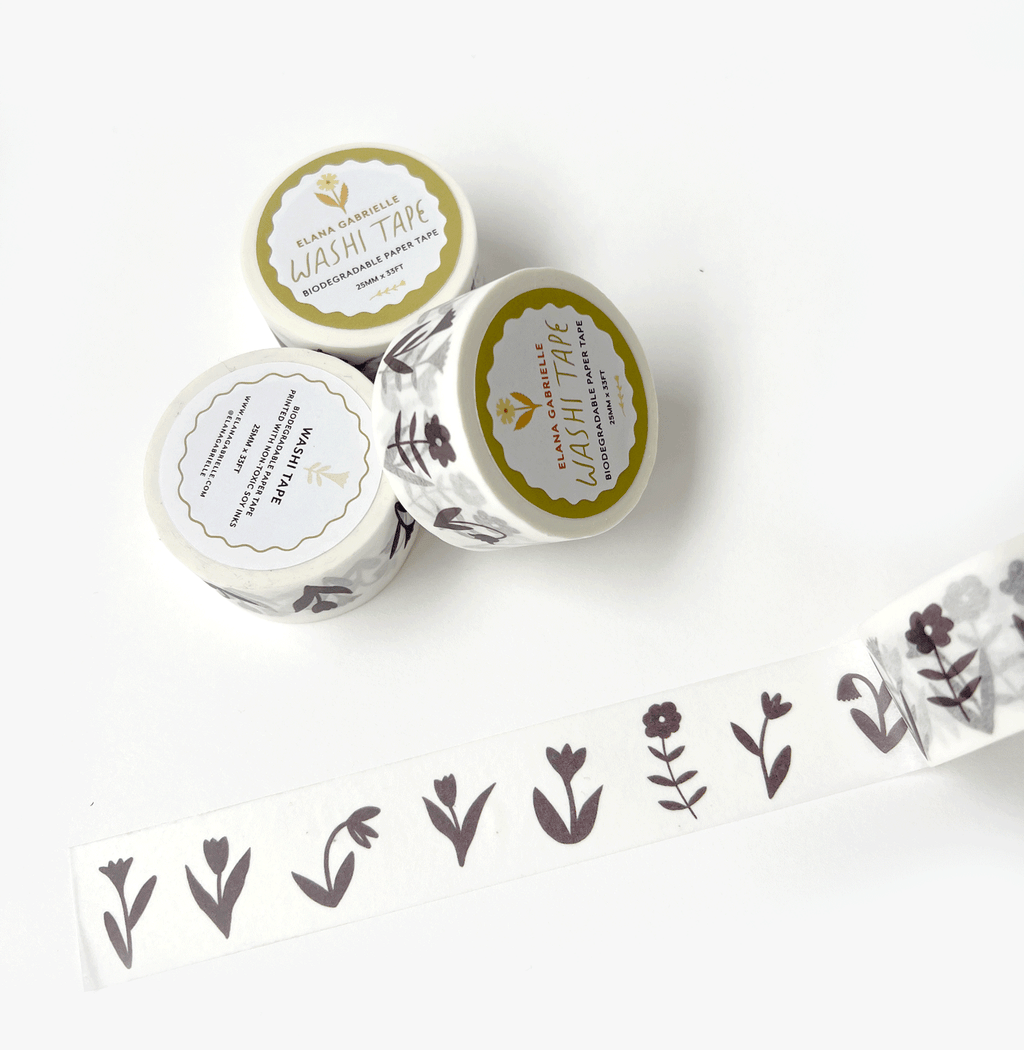 Brown Flowers Washi Tape
